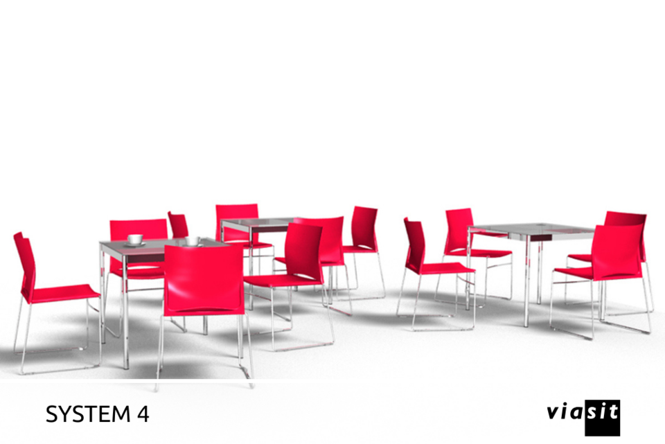 Gradlinig und schnörkellos fügen sich die System4-Tische harmonisch in jede Büro-, Konferenz- oder Esszimmersituation ein. Lieferbar in fünf Größen.